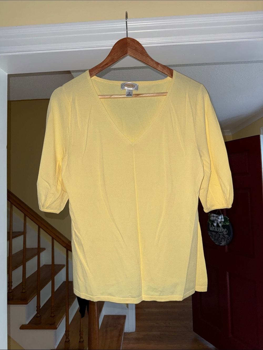 Talbots Light Yellow V-Neck Short Sleeve Top